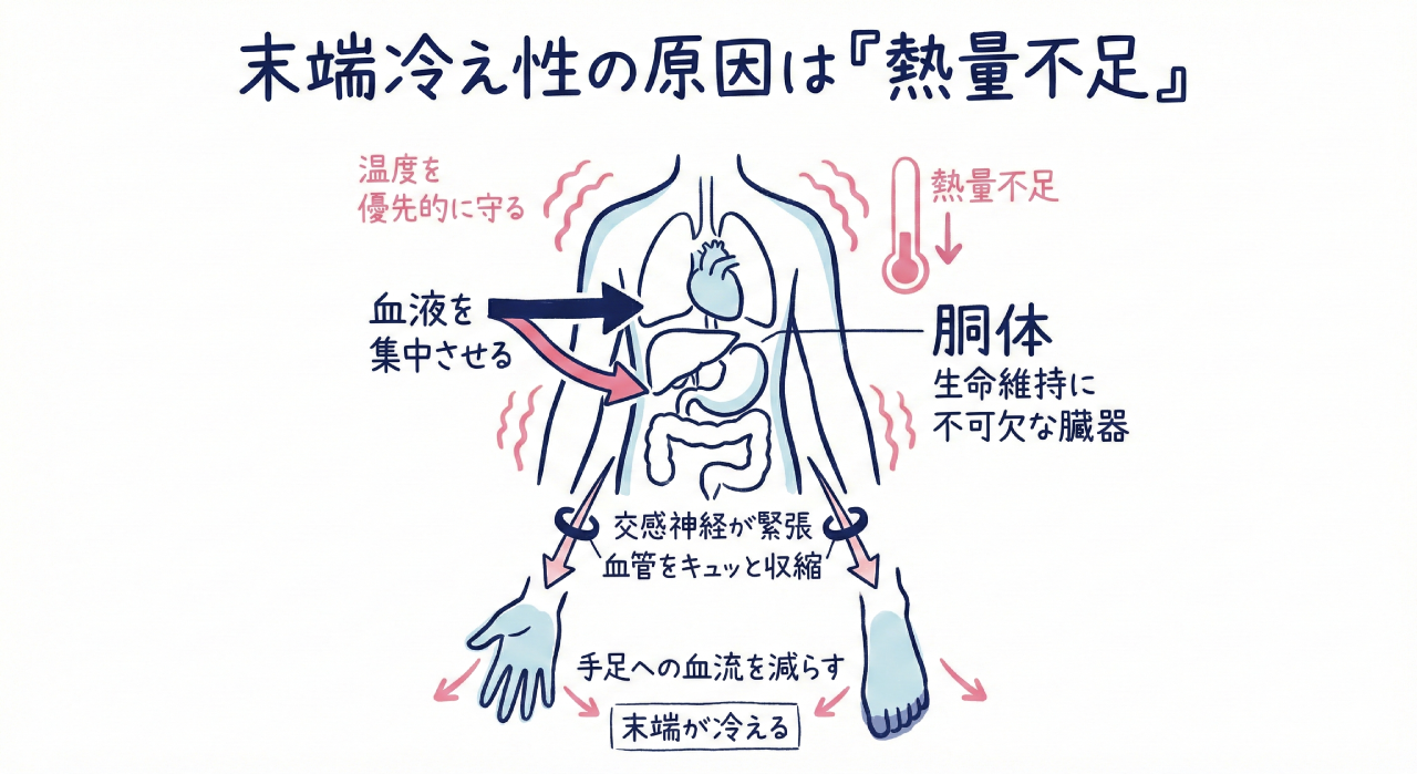 末端冷え性の原因は『熱量不足』